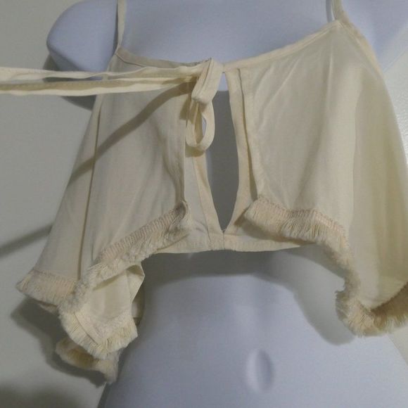 LF Run Cinta Run Cut Out Spaghetti Strap Crop Top Cream Small NWT - Picture 7 of 10